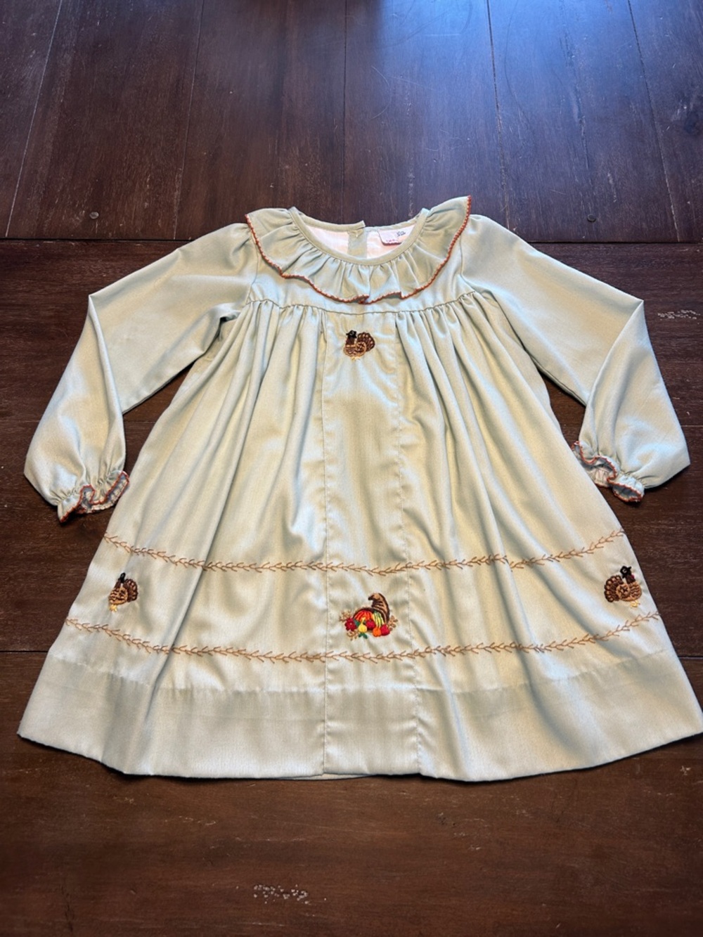 Smockingbird Pale Green Thanksgiving Dress
